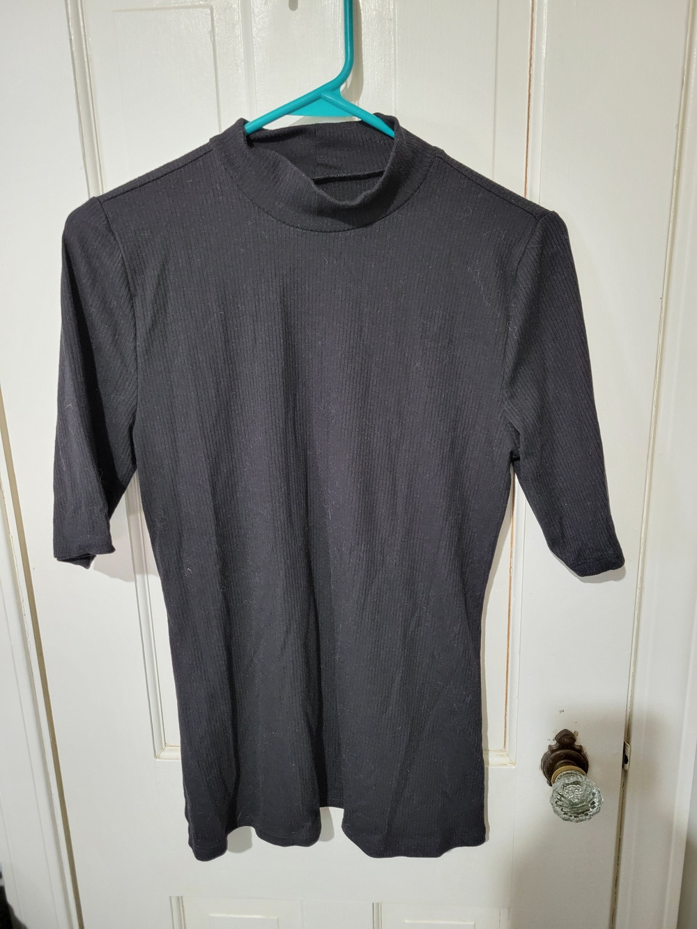 torrid Black Ribbed Short Sleeve Mock Neck Shirt